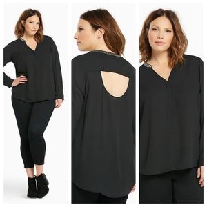 Torrid embellished cutout back blouse